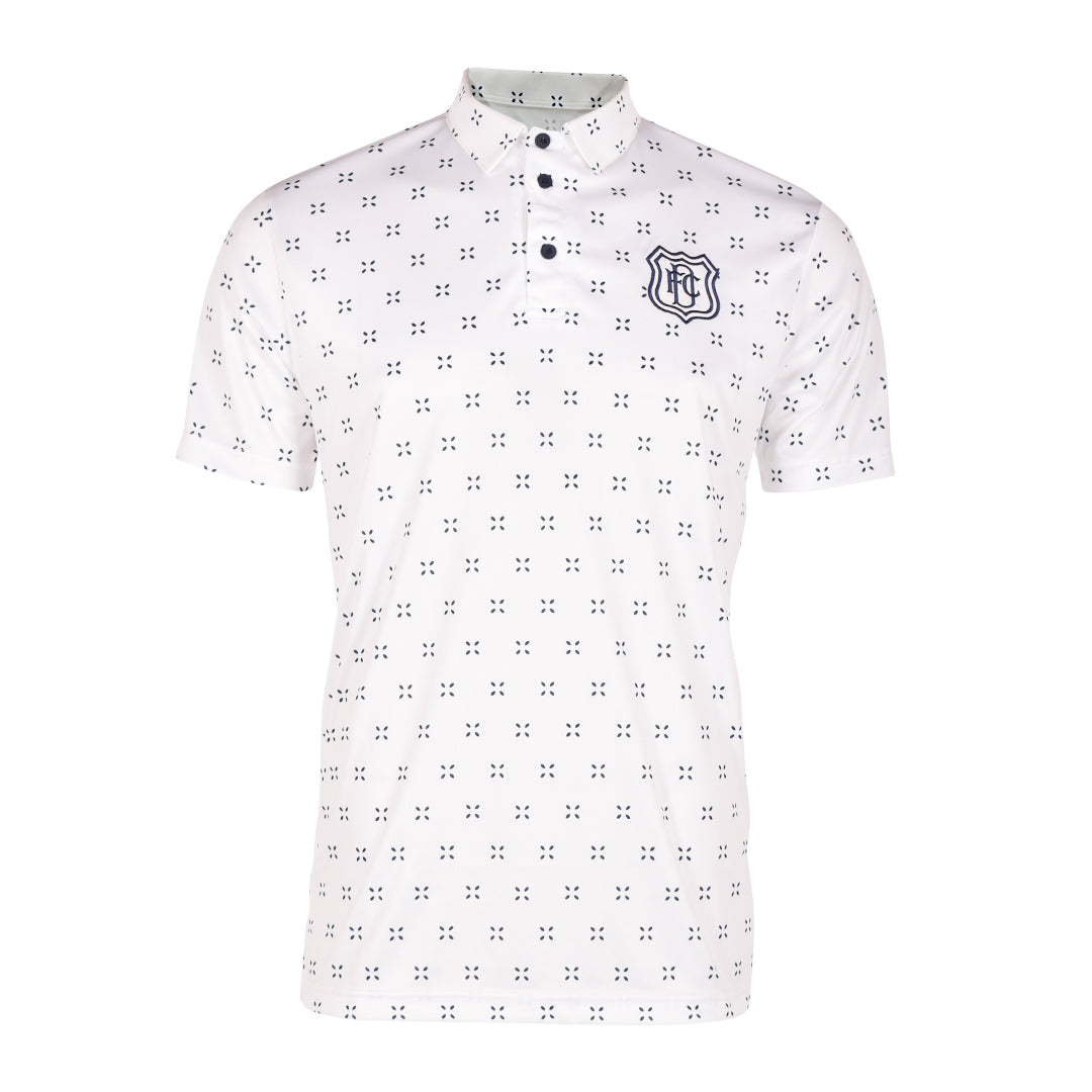 DFC Patterned Golf Polo White|Dark Blue