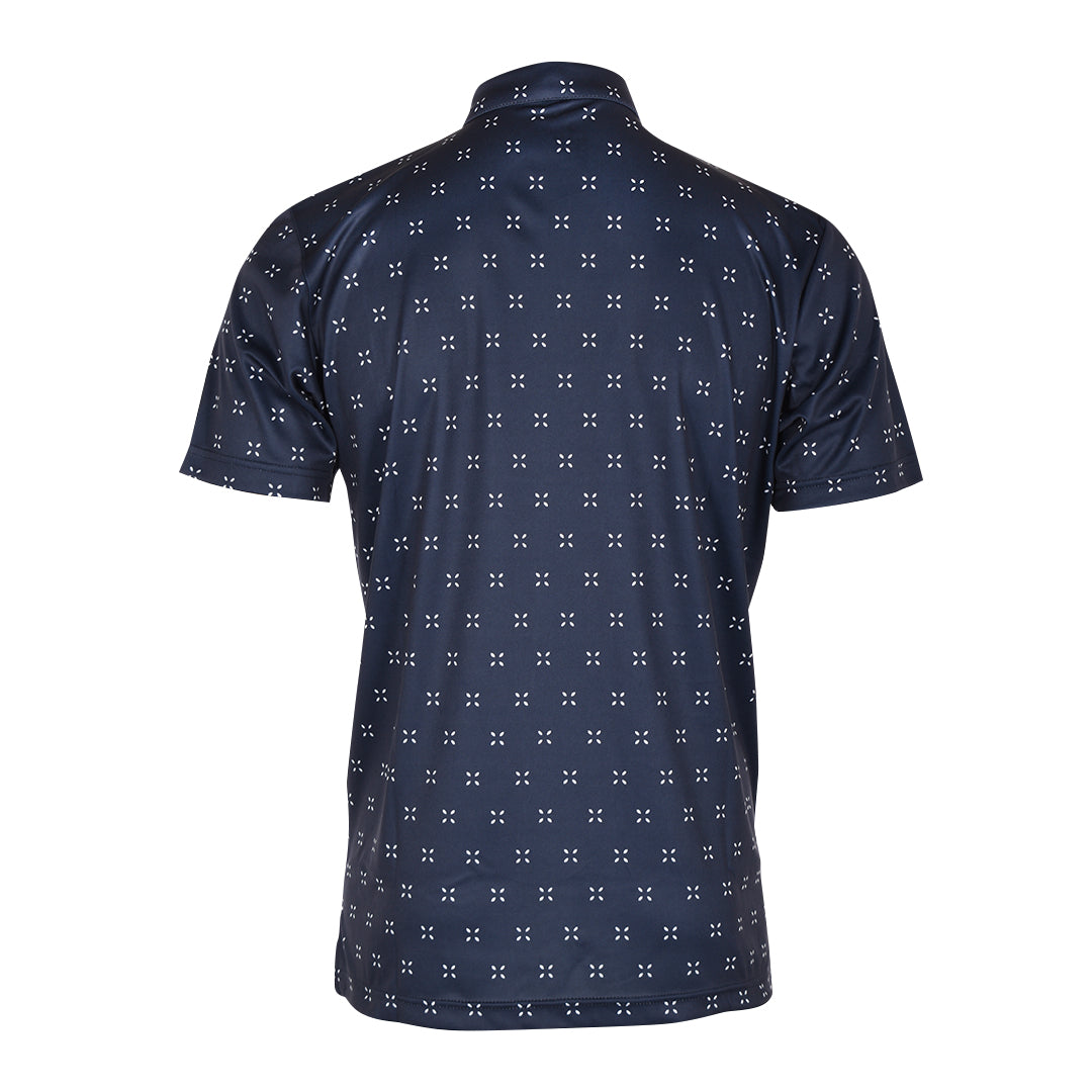 DFC Patterned Golf Polo Dark Blue|White