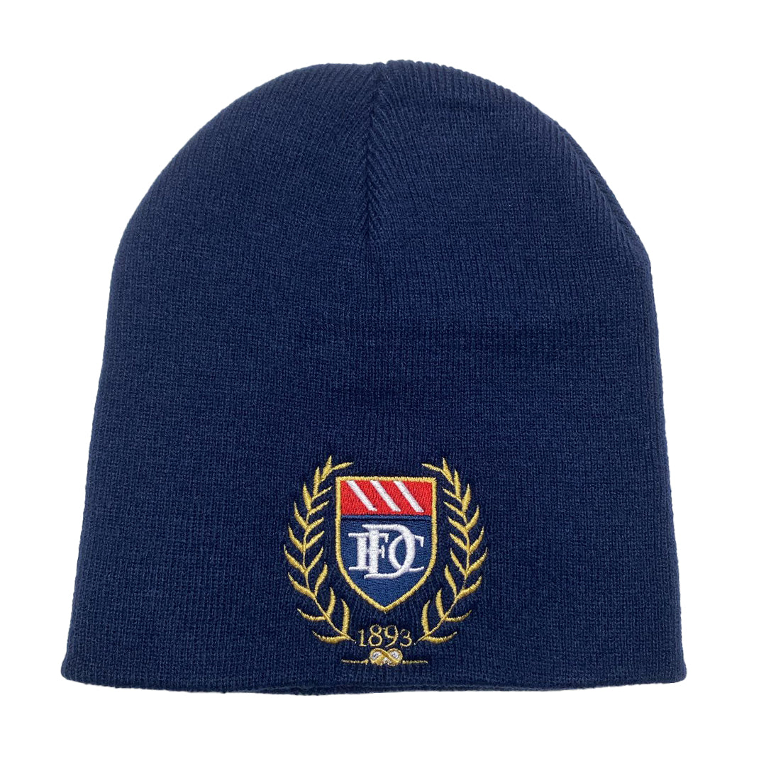 Classic Crest Cotton Knitted Beanie Hat Navy