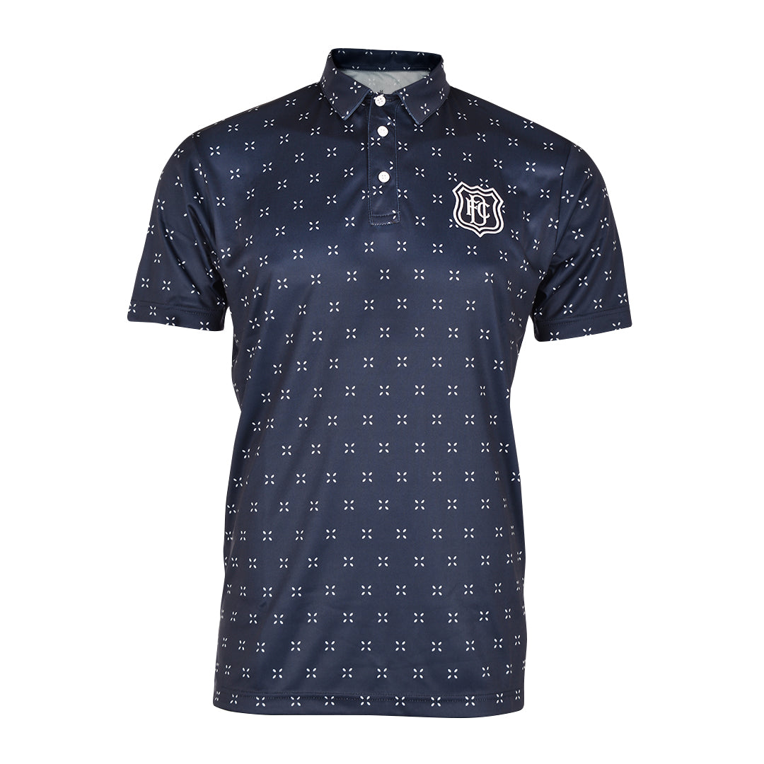 DFC Patterned Golf Polo Dark Blue|White