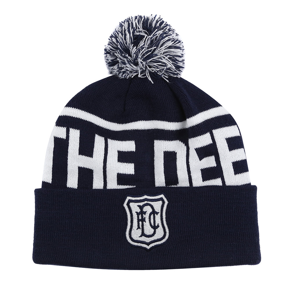 Dark Blue Text Bobble Hat
